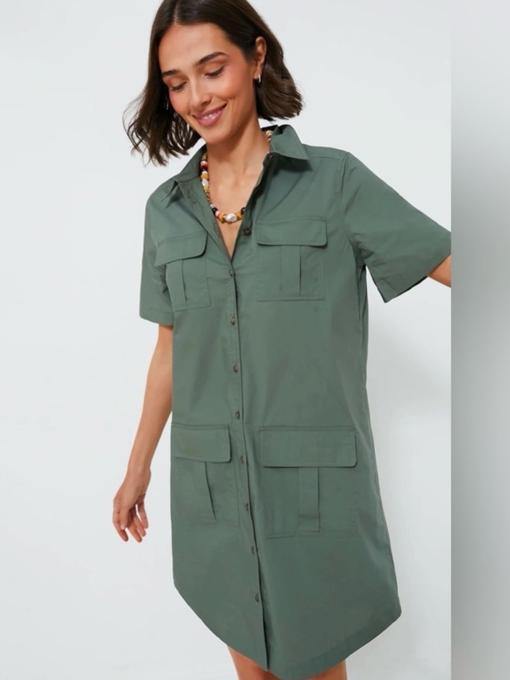 NWT Tuckernuck Nala Poplin Shirt Dress Olive Green Size XL